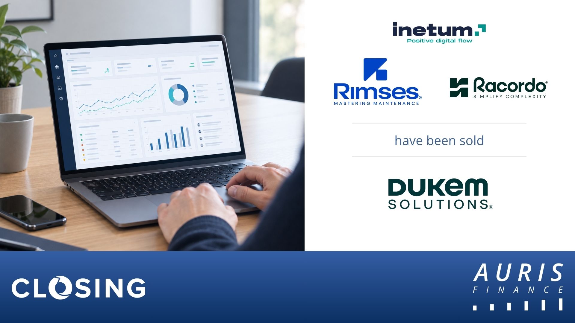 Inetum sells RACORDO and RIMSES to Dukem Solutions, with the support of Closing and AURIS Finance